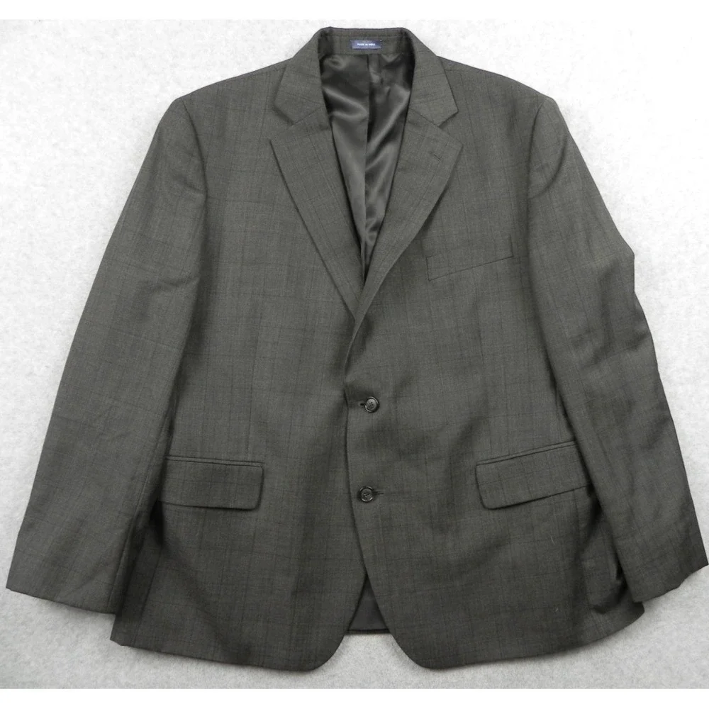 Stafford Blazer Mens 46S Classic Fit Wool Blend Suit Jacket Coat Brown Plaid